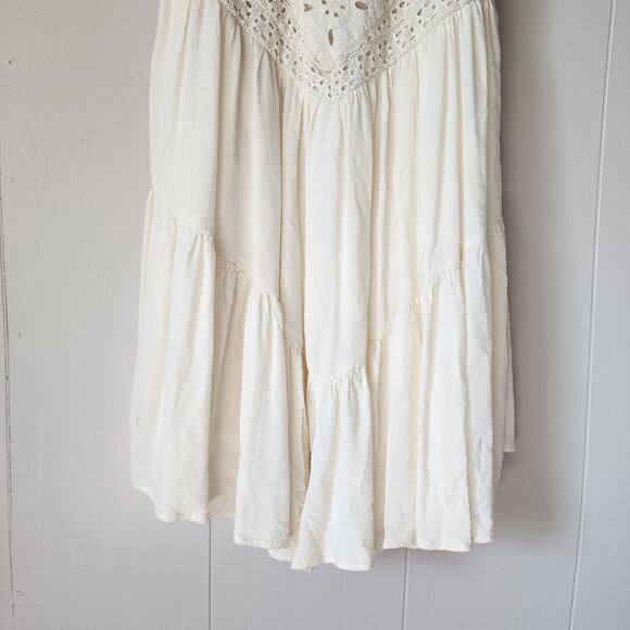 American Eagle Boho Cottage Ruffle Cream Eyelet Vintage Dress Sz Small - Picture 6 of 12